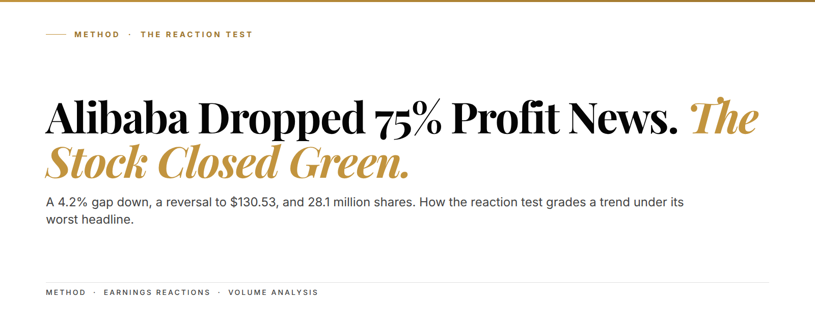 Alibaba dropped 75% profit news and the stock closed green: the reaction test, Kunkel Capital Research cover